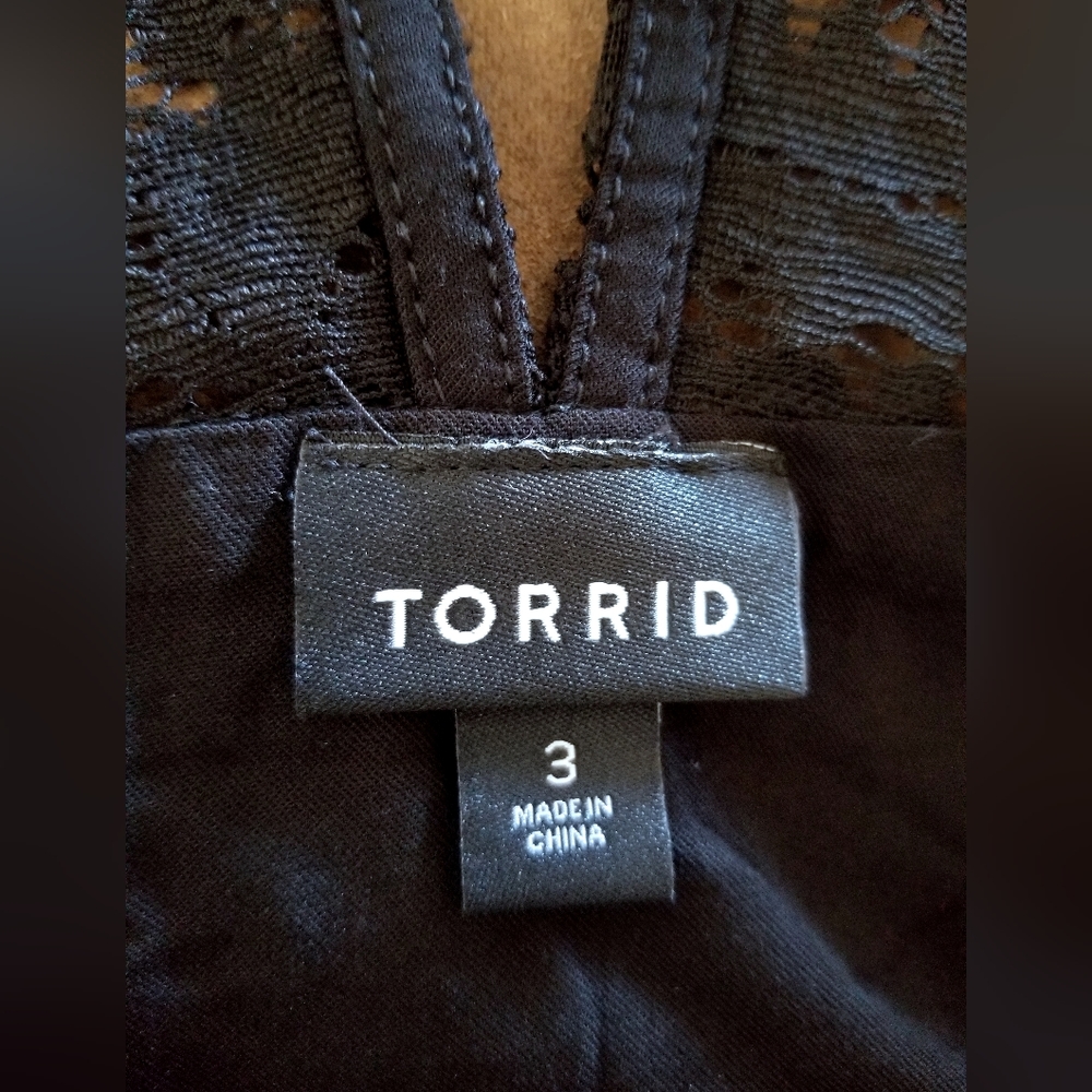 Torrid, NWOT, Black Lace Sweetheart Bodice Challis, Wide Leg Jumpsuit, Size 3X - Picture 5 of 9